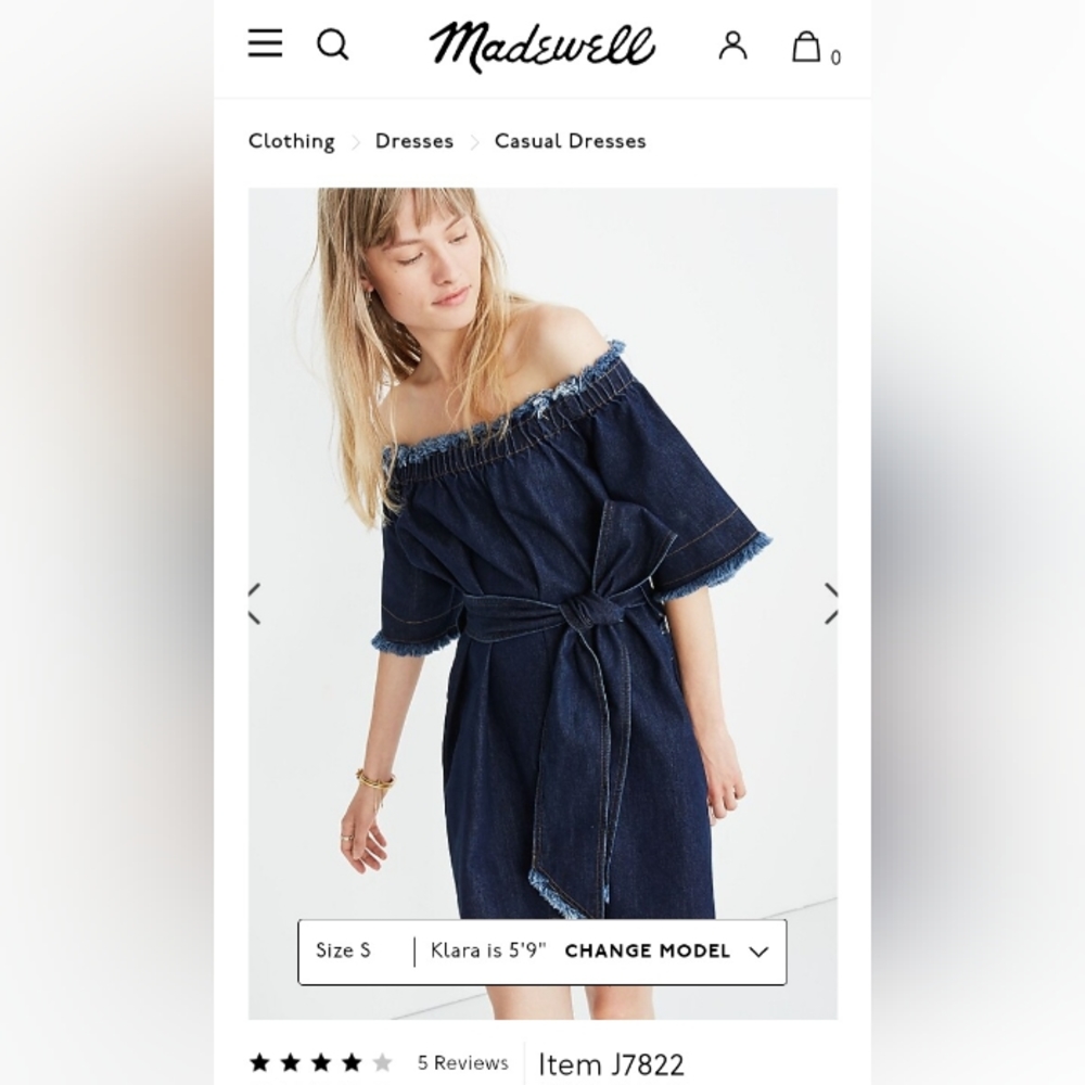 NWOT Madewell x Karen Walker denim dress. Size M